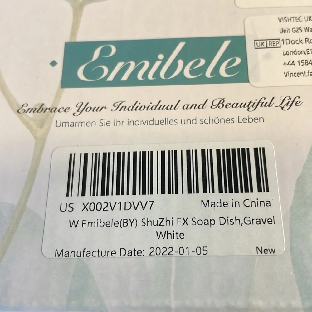 EMIBELE High Quality Resin Marble Print Soap Dish, 5.5”L x 3.75”W x 1”T